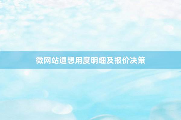 微网站遐想用度明细及报价决策