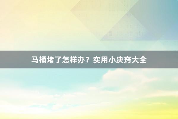 马桶堵了怎样办？实用小决窍大全