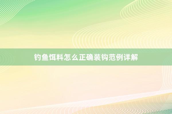 钓鱼饵料怎么正确装钩范例详解